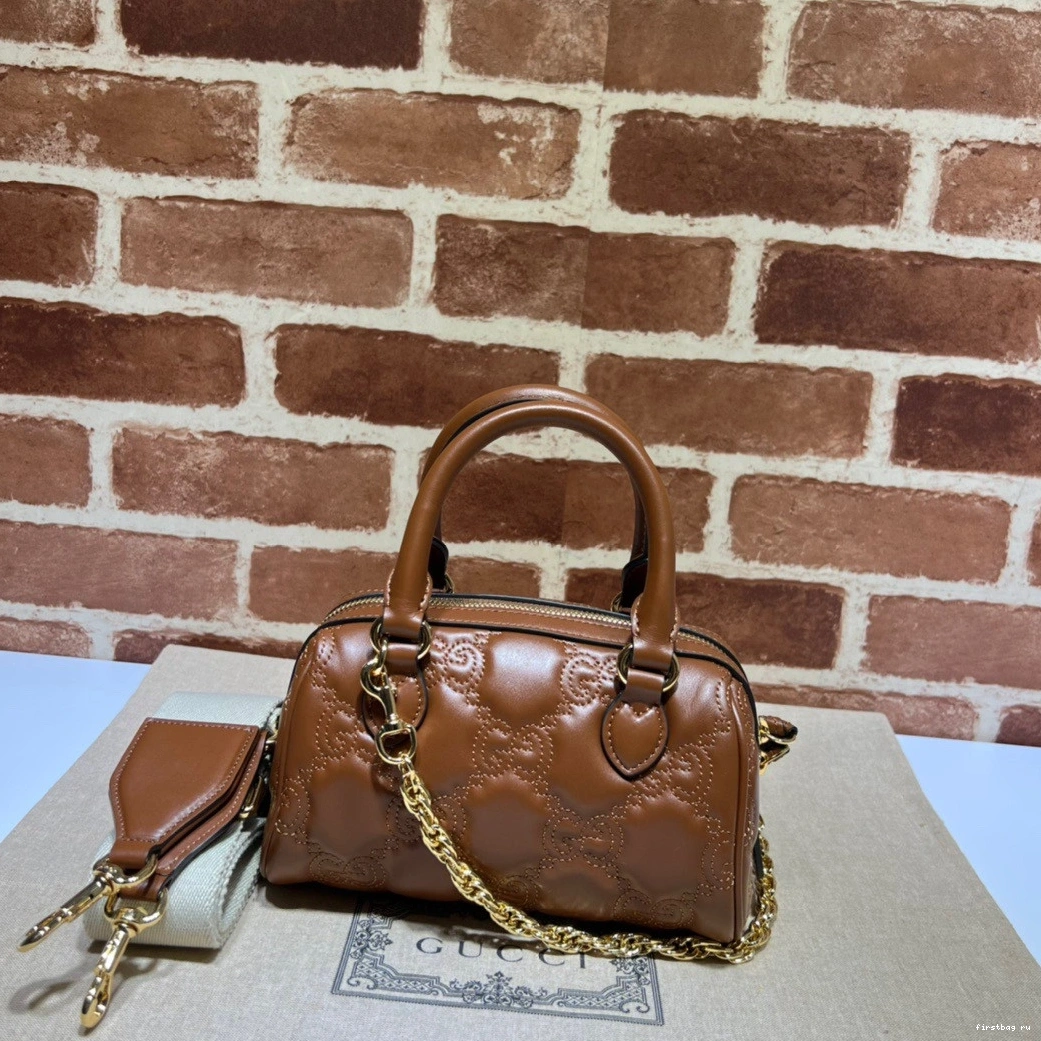 First bag ru leather top handle GUCCI GG bag matelassé 0821